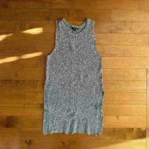 Dynamite | Cable-knit long vest grey &  black w/ side slit size medium